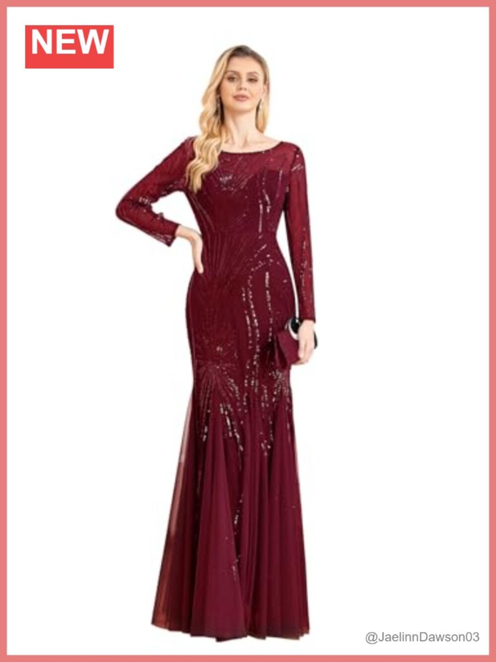 Long Sleeve Sequin Mermaid Evening Gown Formal Dress